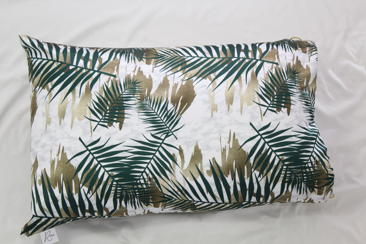 Green White Gold Tropical Pillowcase
